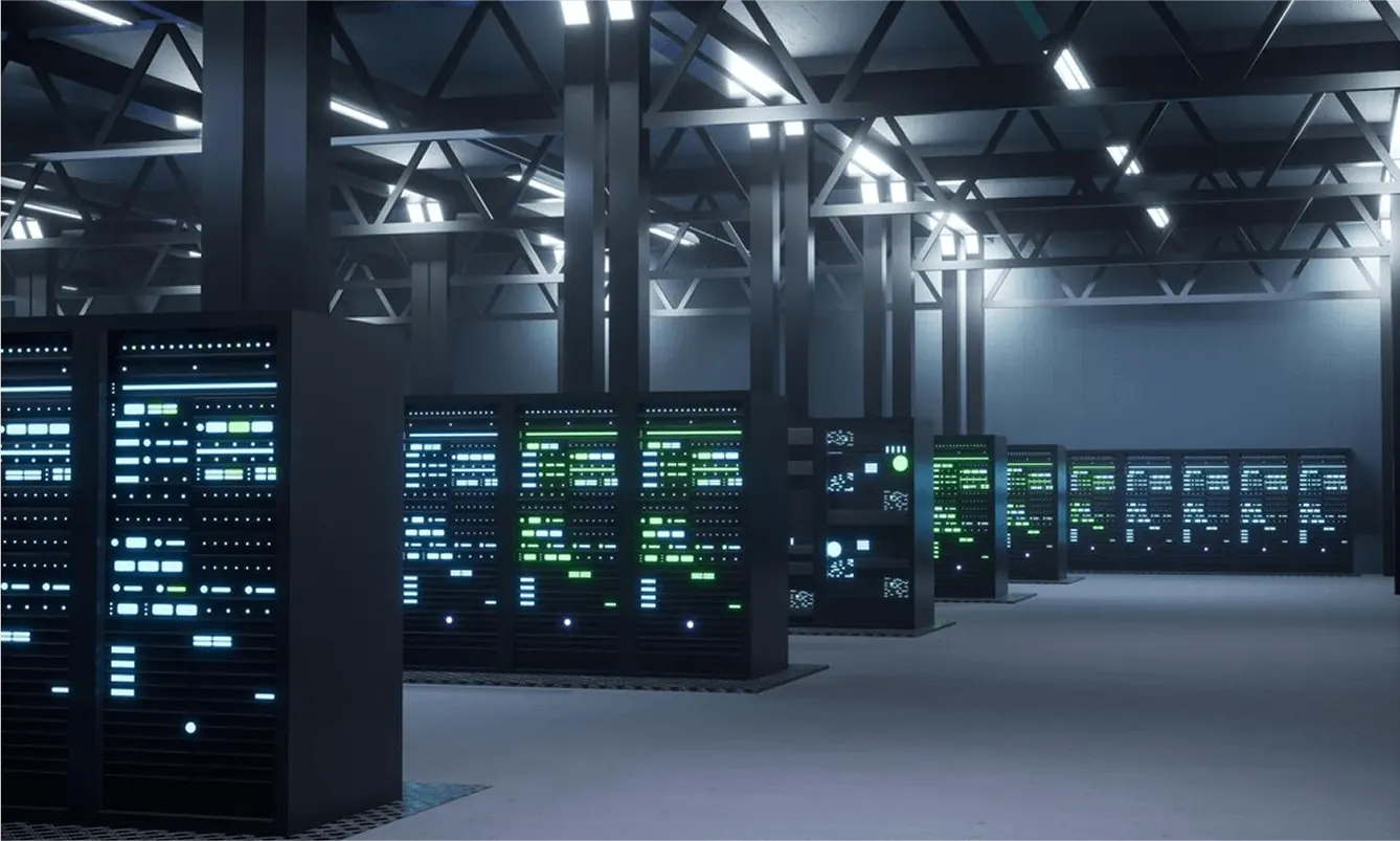 Modern data centre with server infrastructure