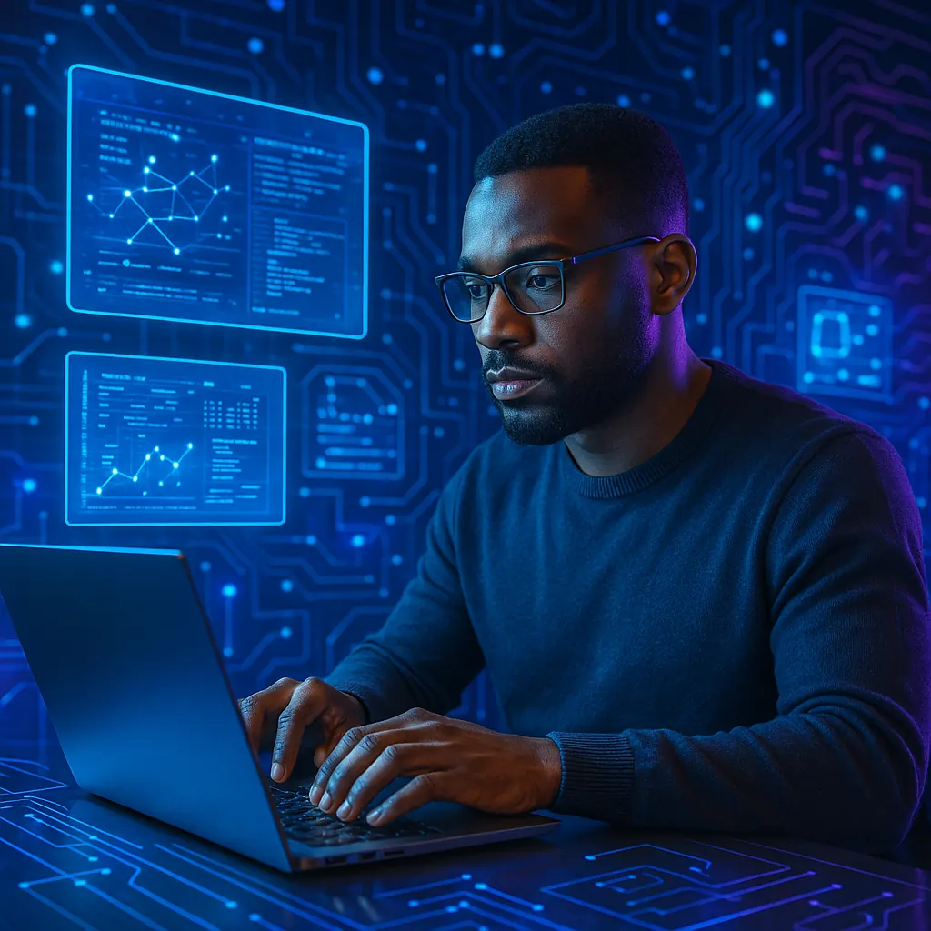 Engineer working at a laptop